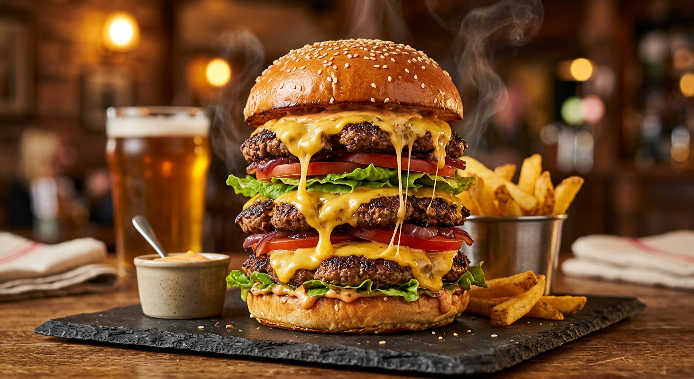 スマッシュバーガー三段重ね〜チーズとんでもマシマシ〜