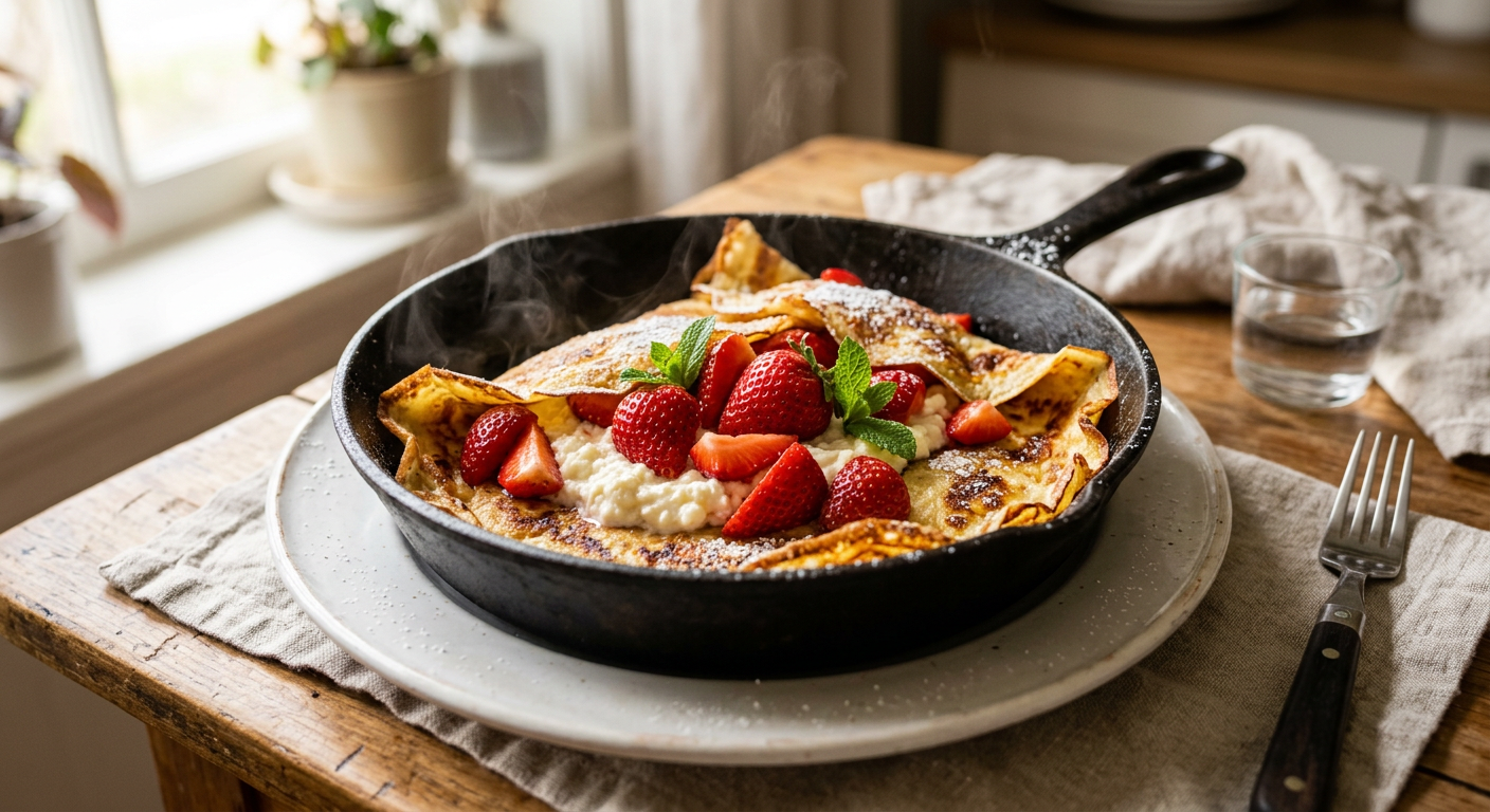 フライパンで焼く🍓いちごコテージチーズクレープ
